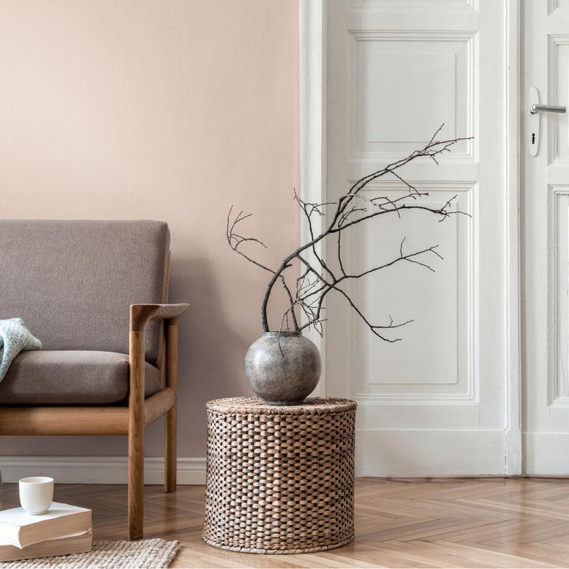 Enkelt tapet med hørstruktur beige - almindeligt tapet mat moderne