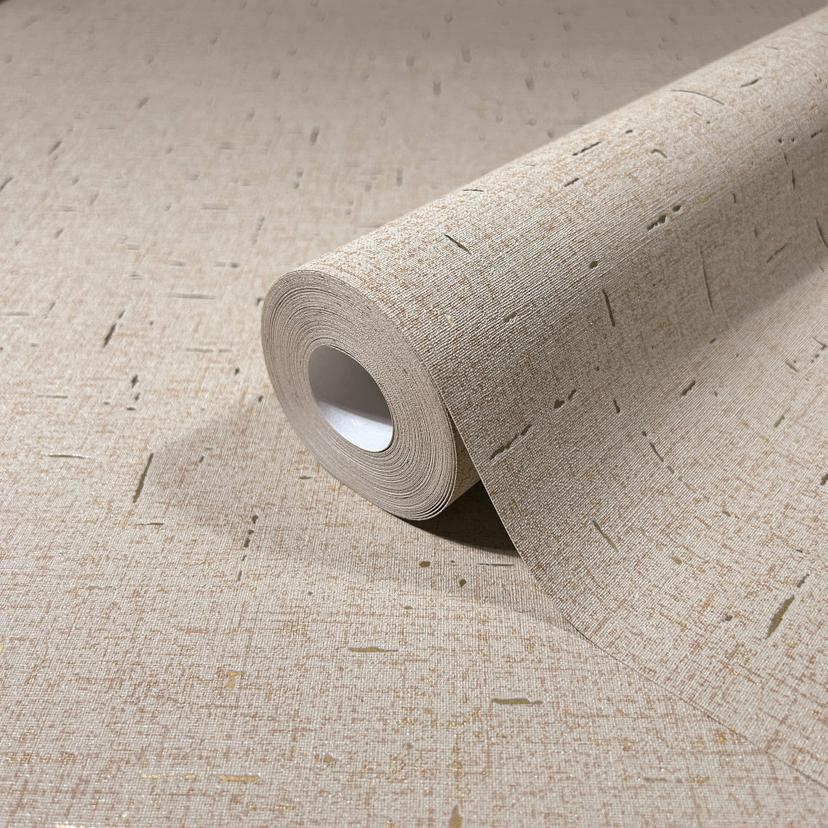 Carta da parati in tessuto non tessuto con trama a tinta unita beige leggermente lucida