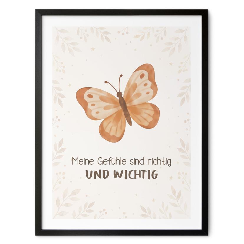 Kinder-Poster 'Meine Gefühle sind richtig und wichtig' mit Schmetterling