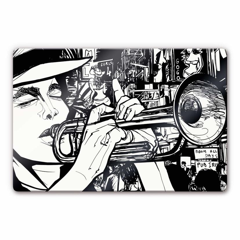 Stampa su vetro Il suono di un musicista di strada
