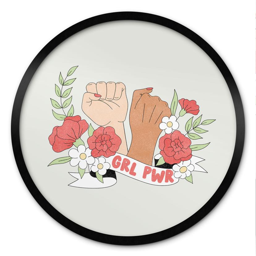 Plakat Girl Power Flowers Statement - rund