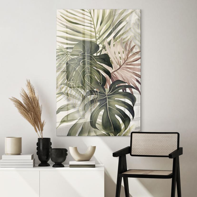 Stampa su vetro acrilico Foglie tropicali Boho - Haase