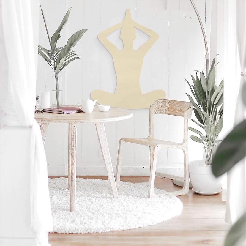 Décoration murale en bois placage de peuplier - Yoga - Position assise 02
