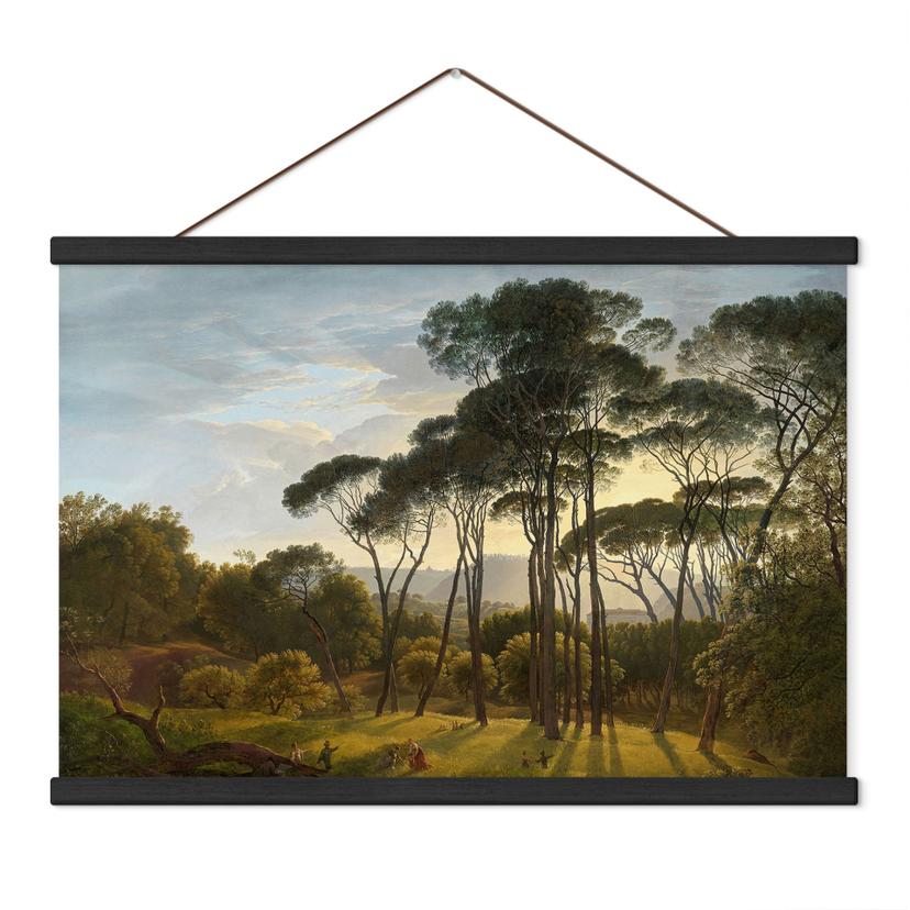 Textielposter - Italiaans Landschap met Parasoldennen - Voogd