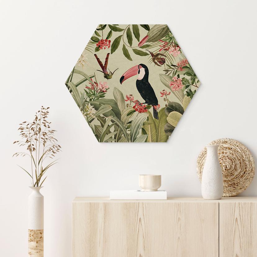 Esagono in legno Tucano in una giungla paradisiaca - UN Designs