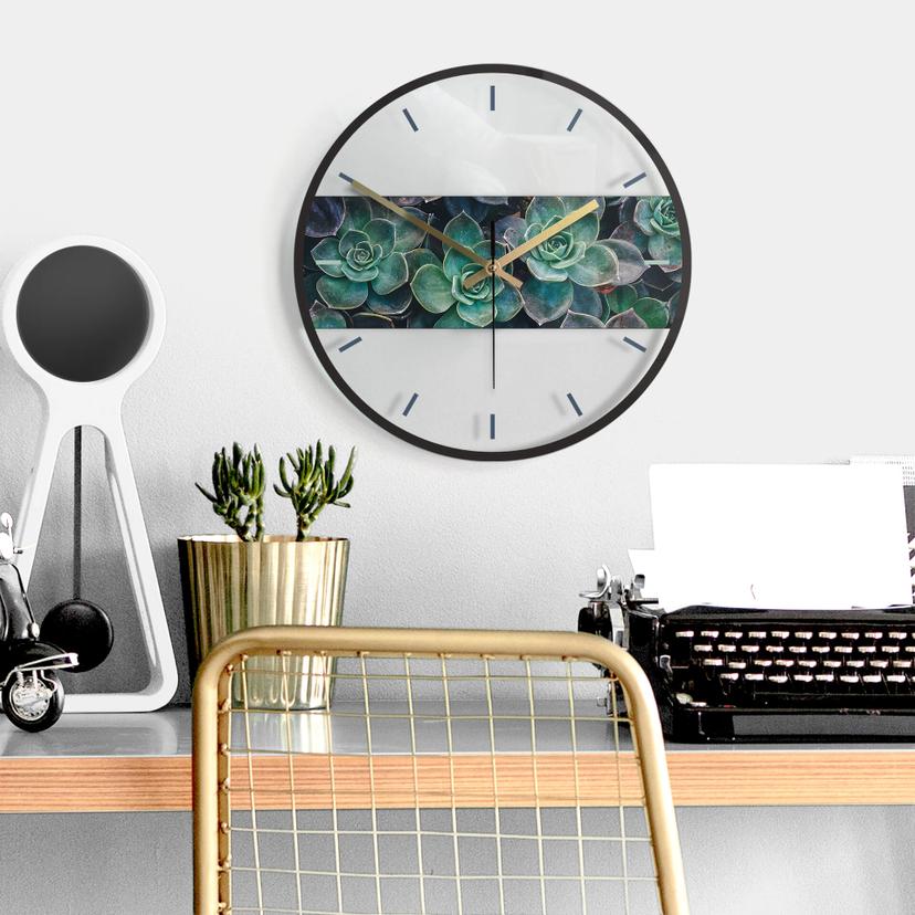 Orologio in vetro - Succulents Ø30 cm