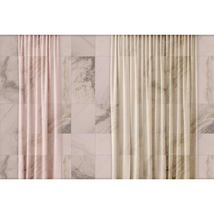 Carta da parati in marmo con drappo strutturato in rosa crema - carta da parati in tessuto non tessu