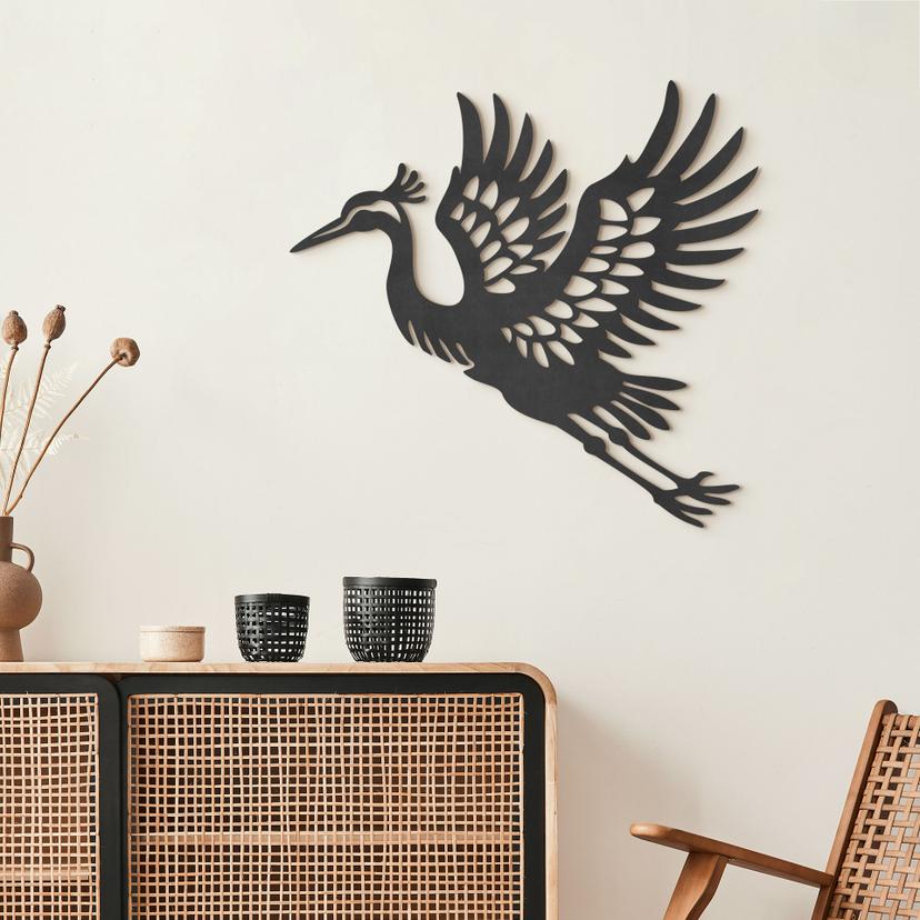 Decoración mural grulla - pájaro elegante - decoración MDF