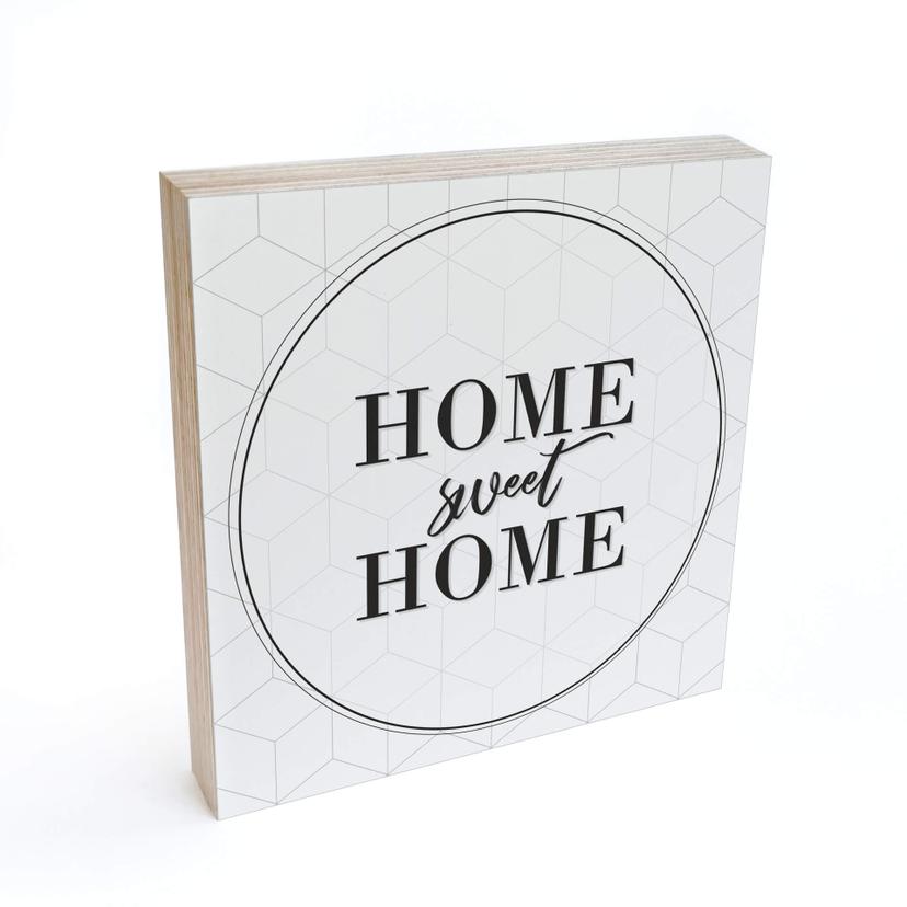 Billede af træ til at sætte op - Home sweet home - 15x15 cm