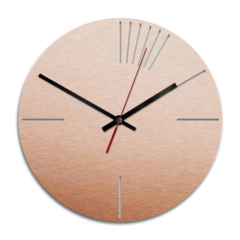 Wandklok Alu-Dibond met Kopereffect Klassiek 02