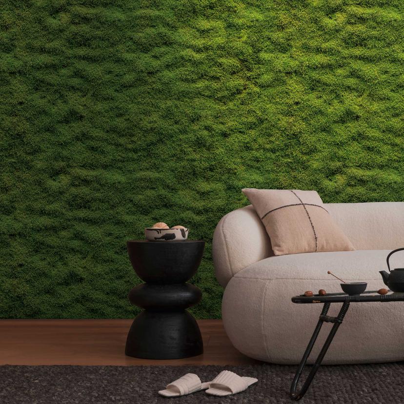 mos tapet i grøn - non-woven tapet naturlook - stue tapet