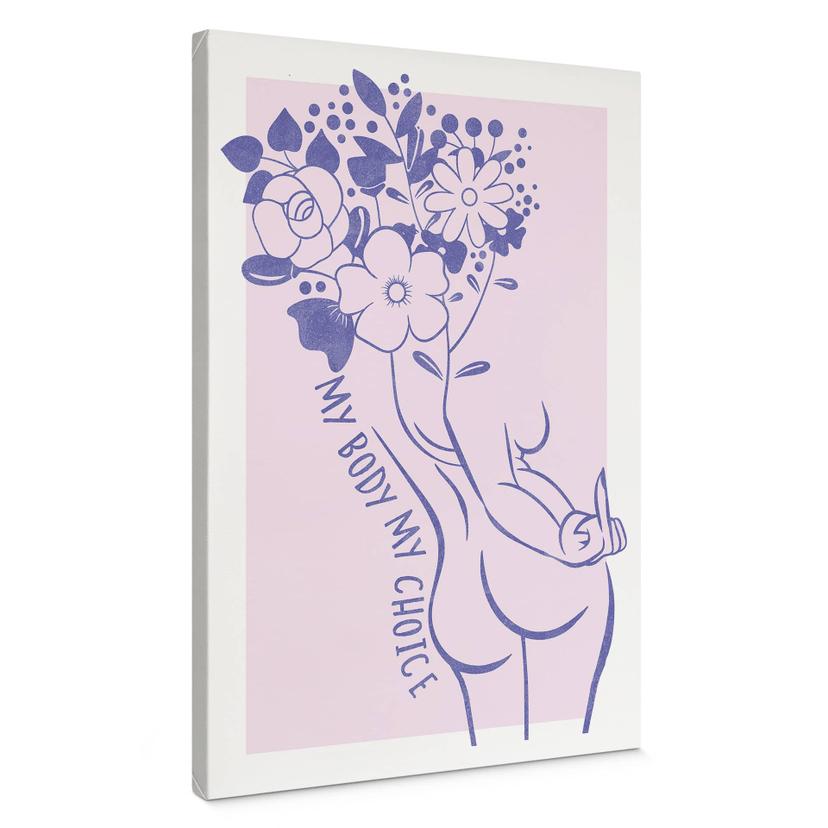 Canvasbillede Body Positivity - Line Art Floral