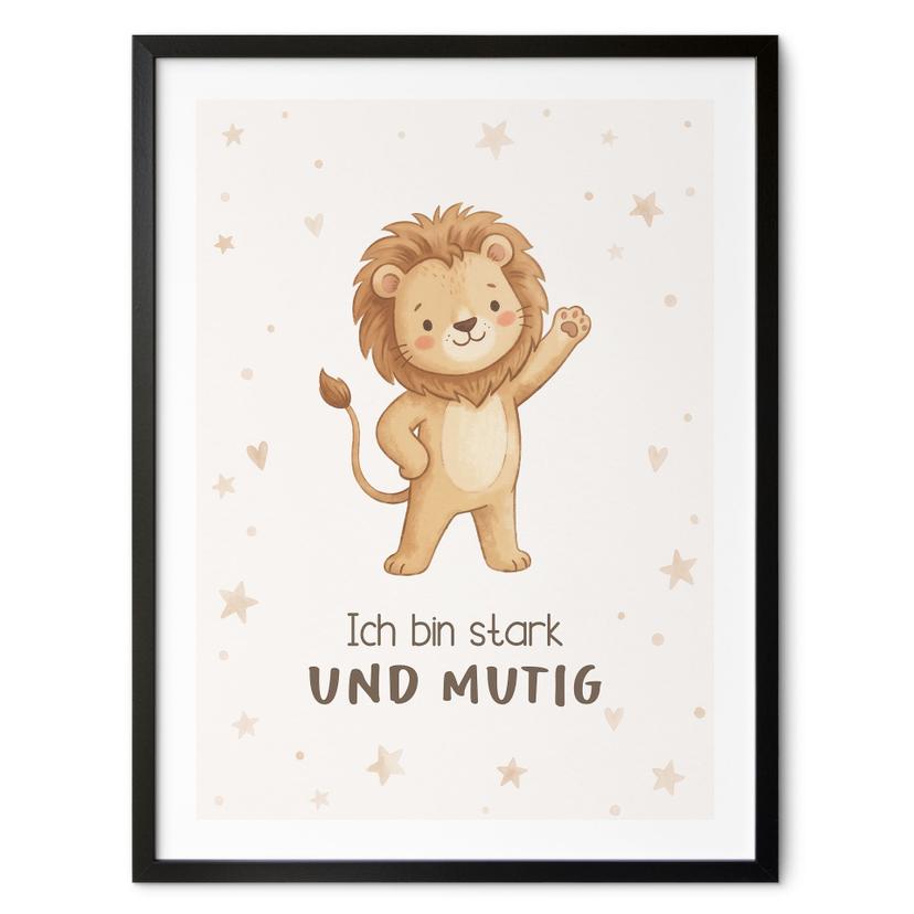 Kinder-Poster 'Ich bin stark und mutig' mit Löwe