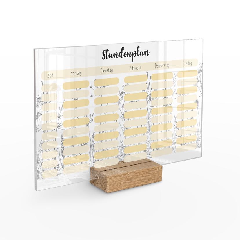 Tischaufsteller zum Beschriften - Stundenplan Gräser - transparent - Tischaufsteller für Kinder - St