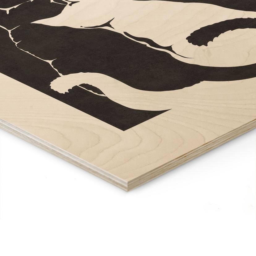 Cuadro de madera de dos gatos a la luz de la luna - Tunaboylu