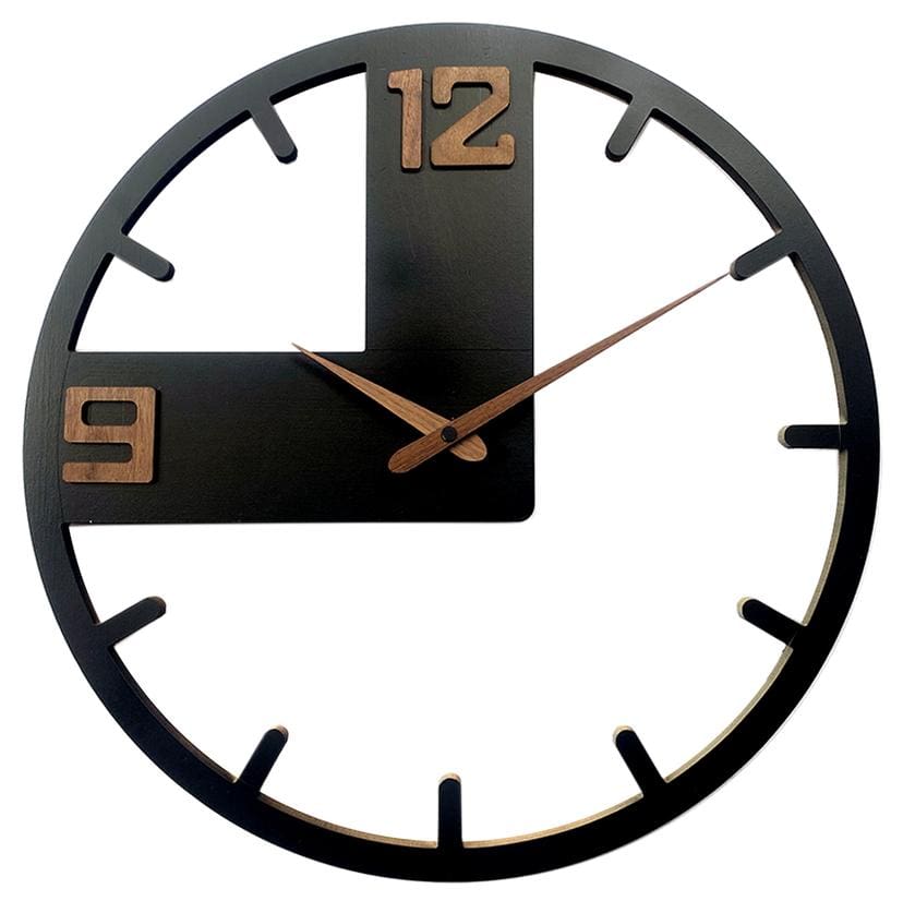 Holz-Wanduhr | MDF | mattschwarz, rund, Ø40 cm