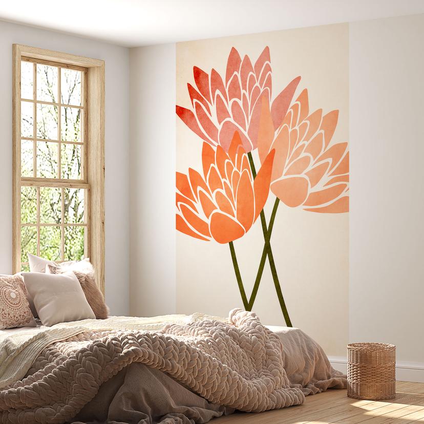 Papel pintado Flor de loto de colores - papel pintado floral - cubistika