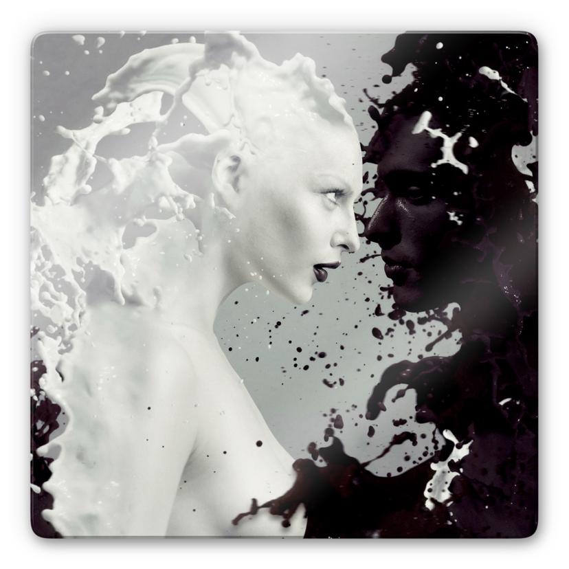 Tableau en verre - Milk & Coffee - carré