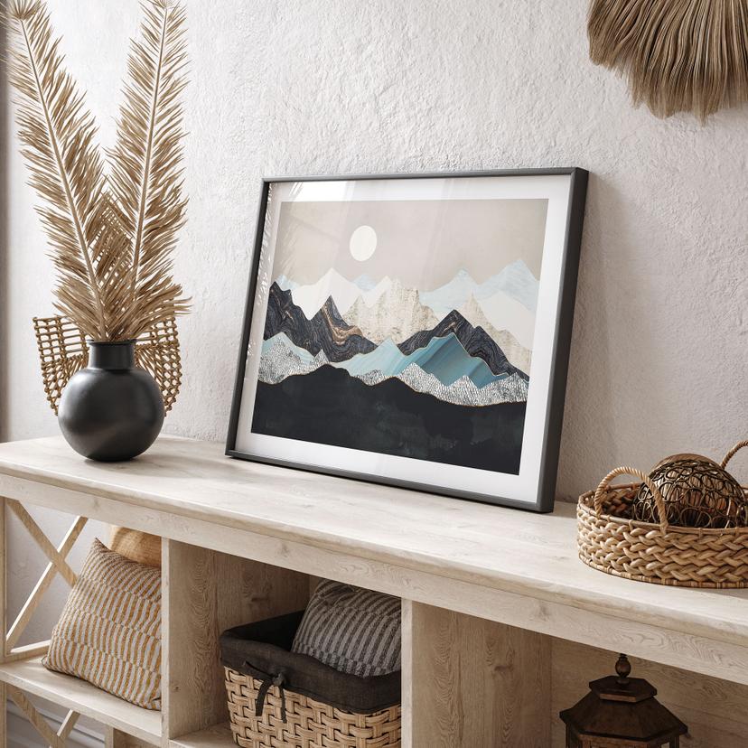 Poster Tranquillo paesaggio montano al crepuscolo - SpaceFrog Designs