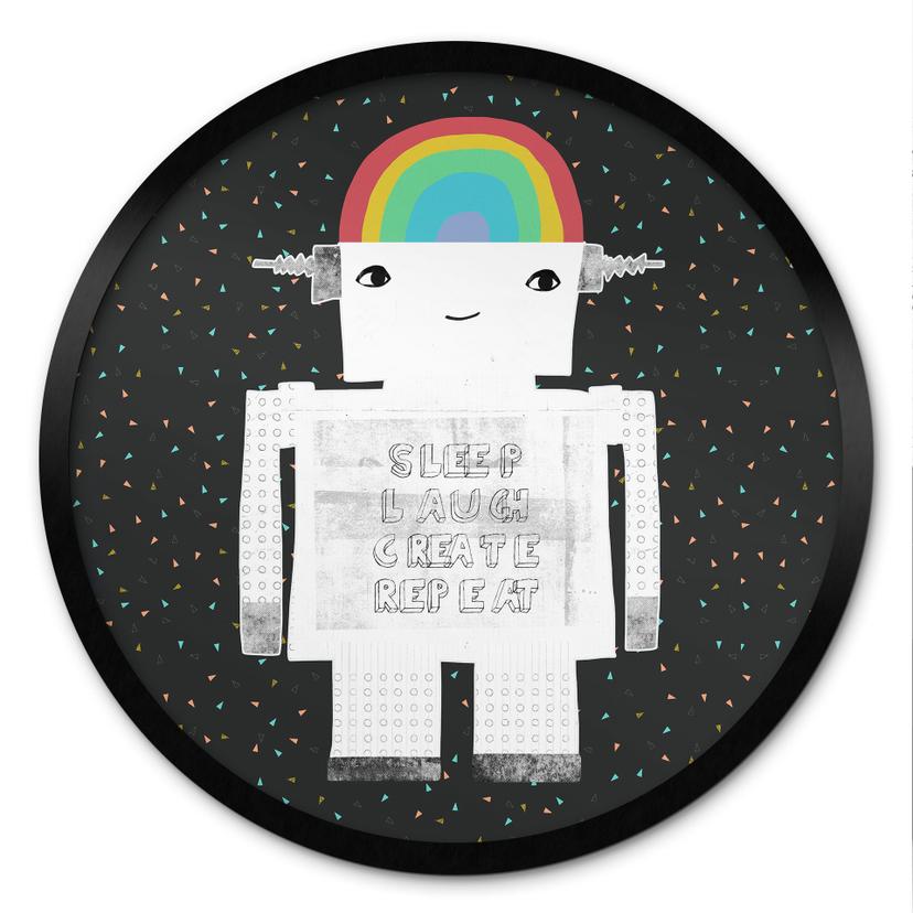 Plakat Rainbow Robot Sleep Laugh Create - Treechild - Rund