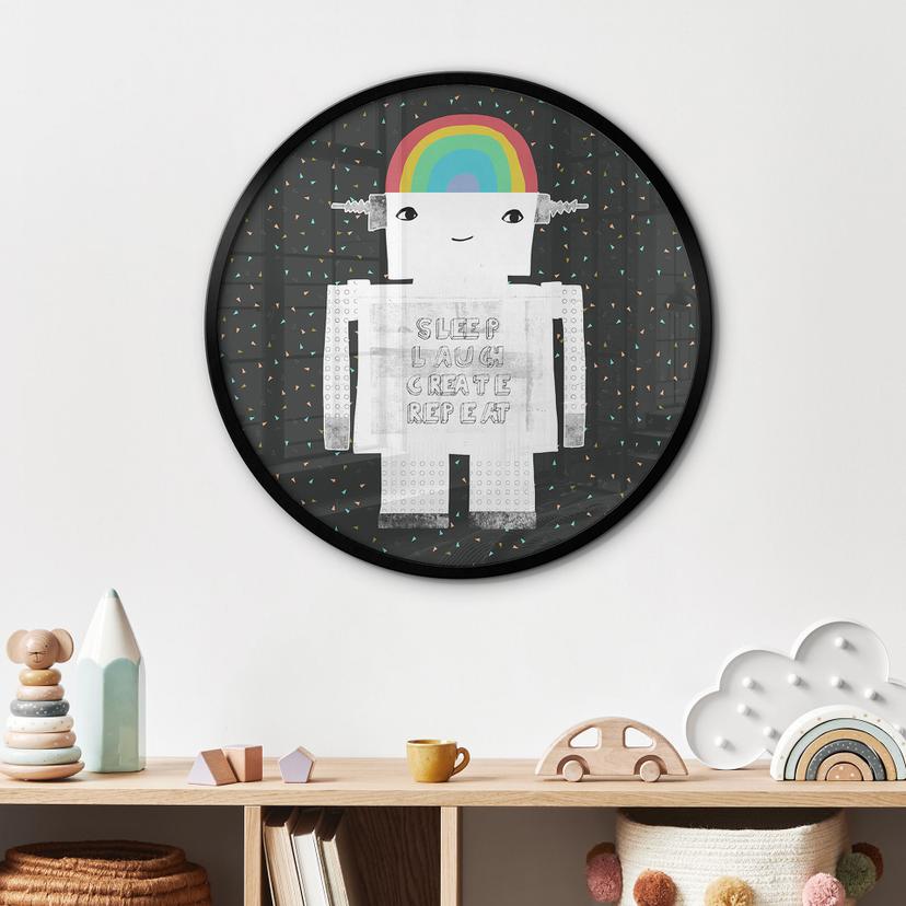 Poster Rainbow Robot Sleep Laugh Create - Treechild - Rotondo