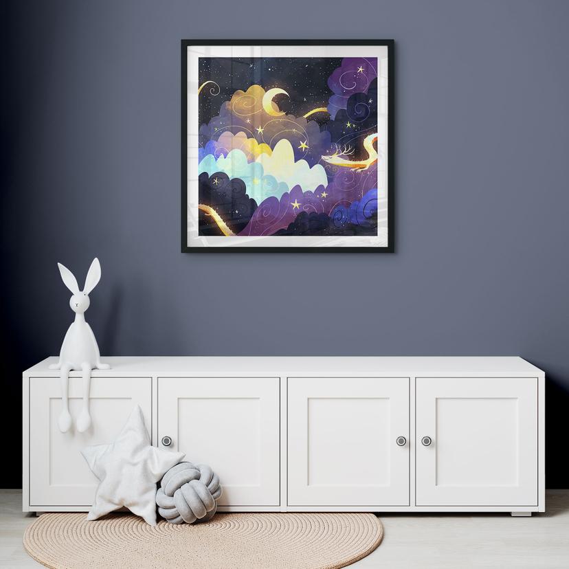 Poster Aquilone che vola tra le nuvole stellate - DigitalArtsi