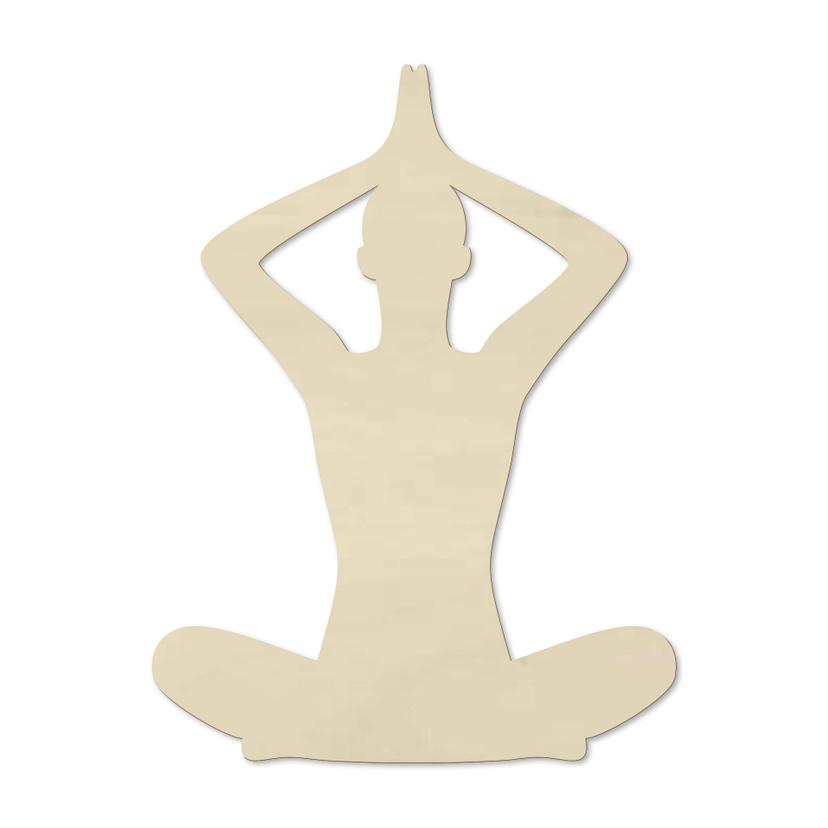 Väggdekorationer i trä poppel - yogaposition sittande 02
