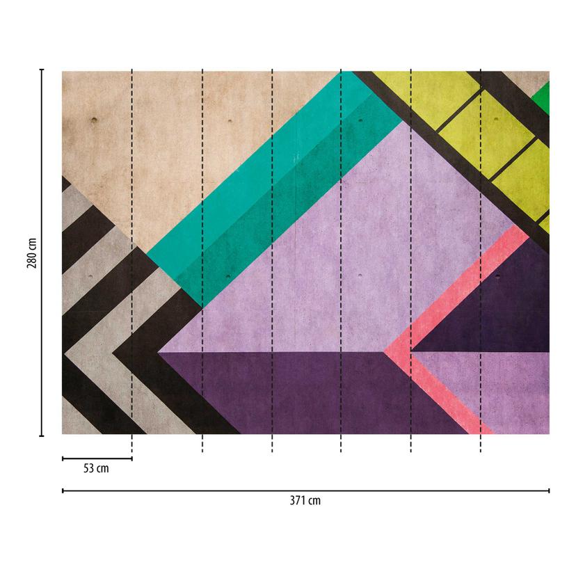 Carta da parati colorata con motivi geometrici - Carta da parati in tessuto non tessuto per soggiorn