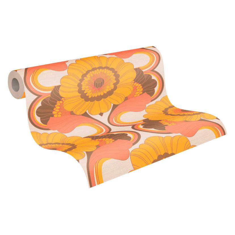 Papel pintado no tejido de estilo retro - papel pintado floral colorido - papel pintado motivo vinta