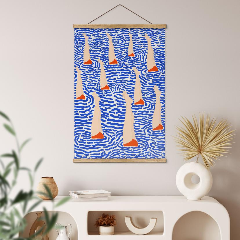 Poster tessile Nuotatore in piscina - Illustrazione - Jota de jai