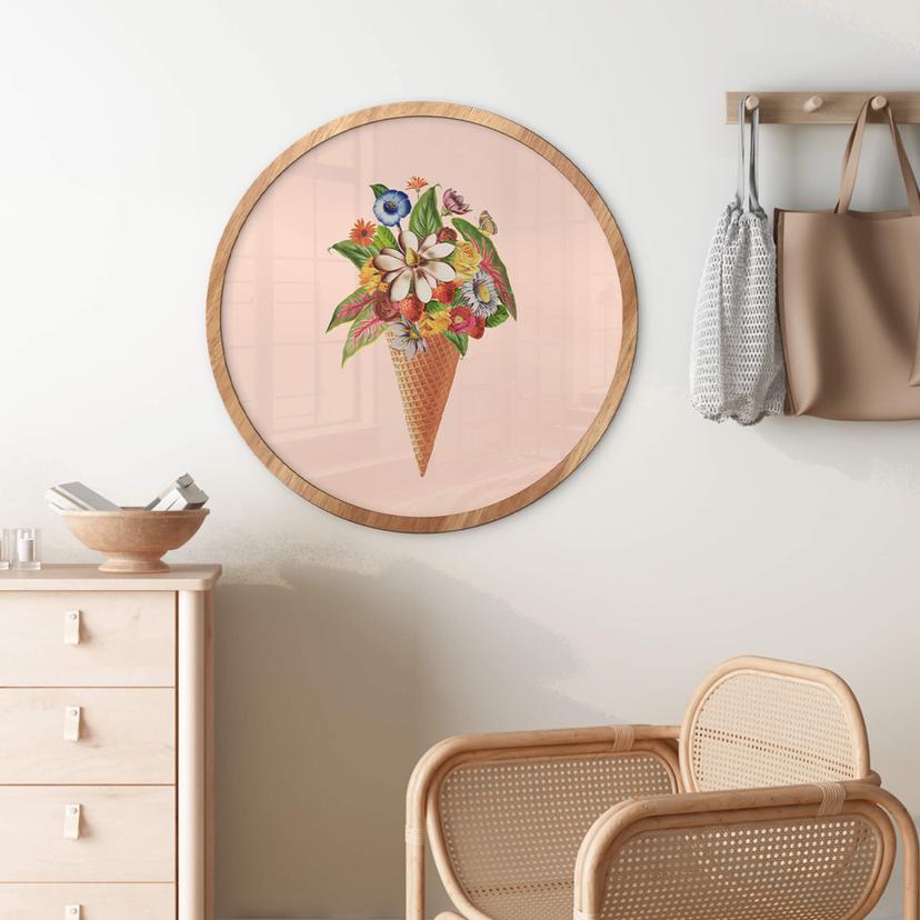 Poster rond Frida Floral Studio - Cornet de glace fleuri