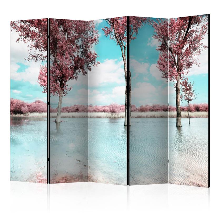 Screen room divider - Efterårslandskab, 5-delt - 225x172 cm