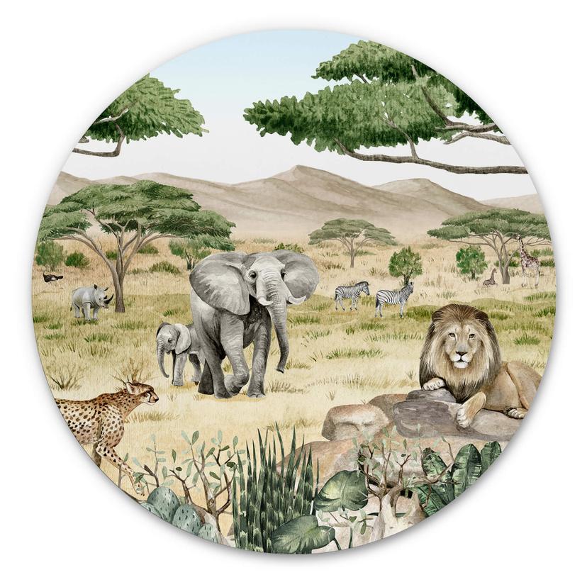 Tableau sur alu-Dibond rond Kikki Belle - La Savane