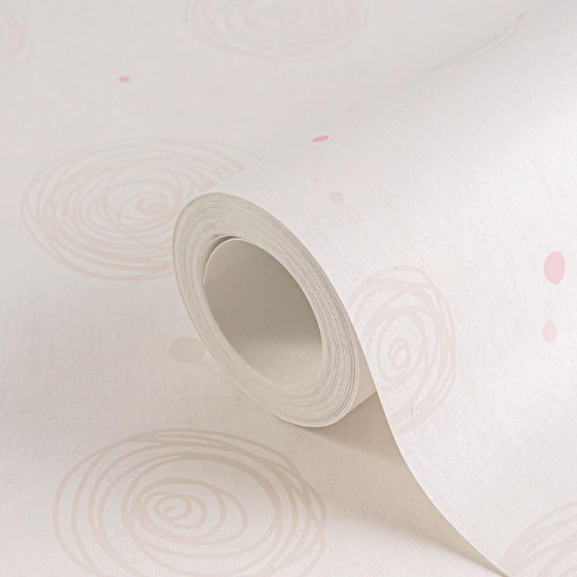 Papel pintado rizado beige rosa - Papel pintado no tejido con lunares