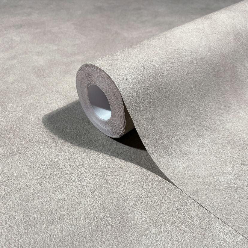 Papel pintado no tejido aspecto hormigón aspecto yeso liso mate en gris