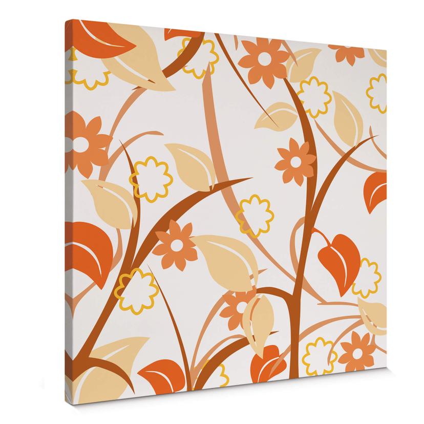 Lienzo jardín de flores naranja