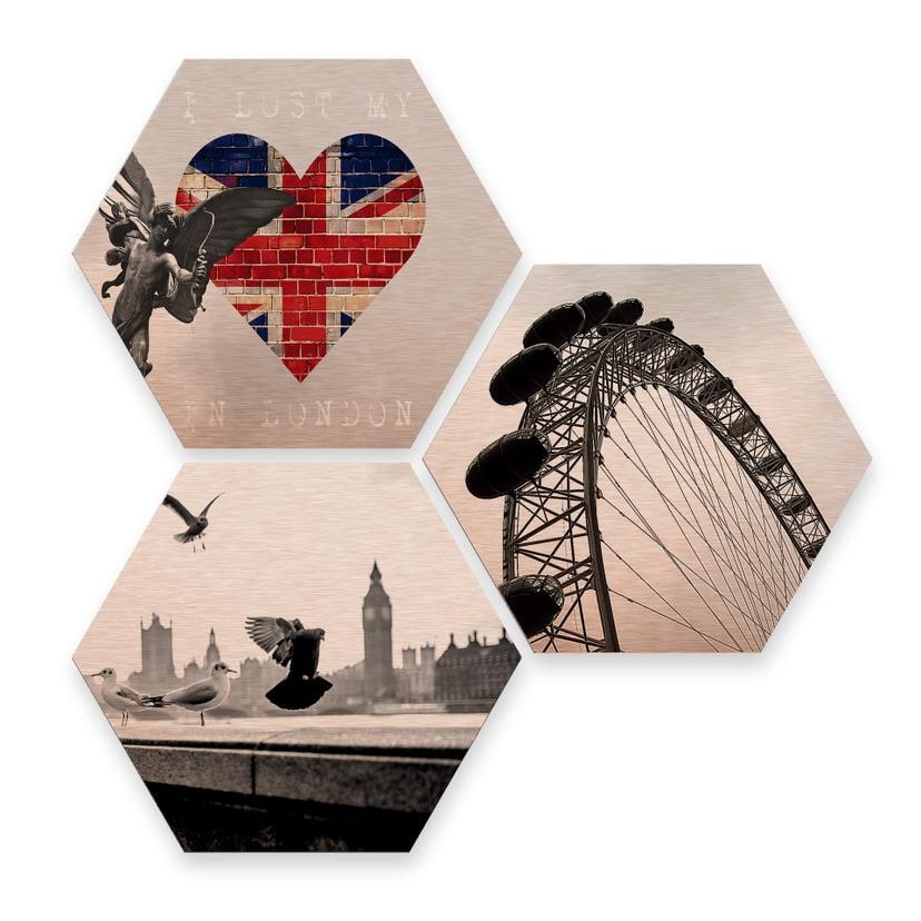 Hexagon alu-dibond koper effect - Londen