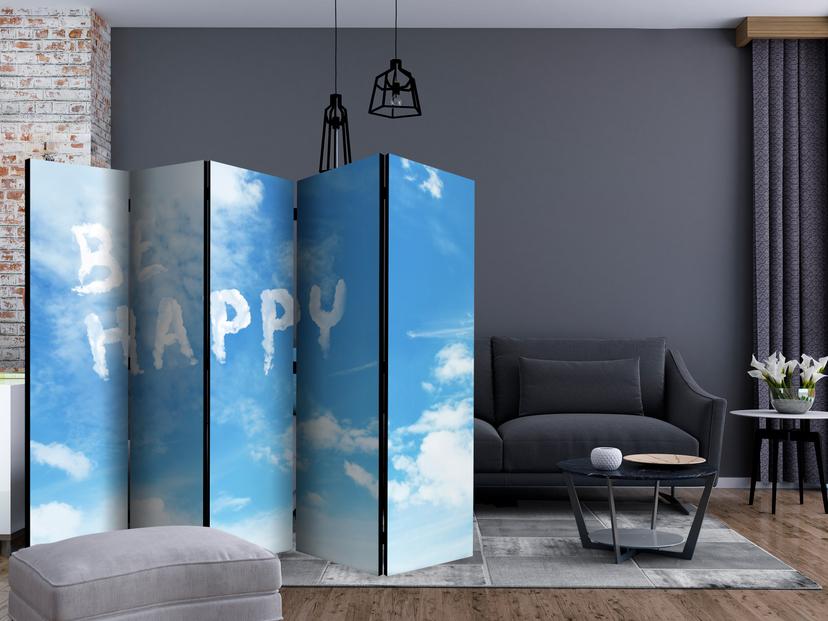 Schermo divisorio - Be happy , 5 pezzi - 225x172 cm