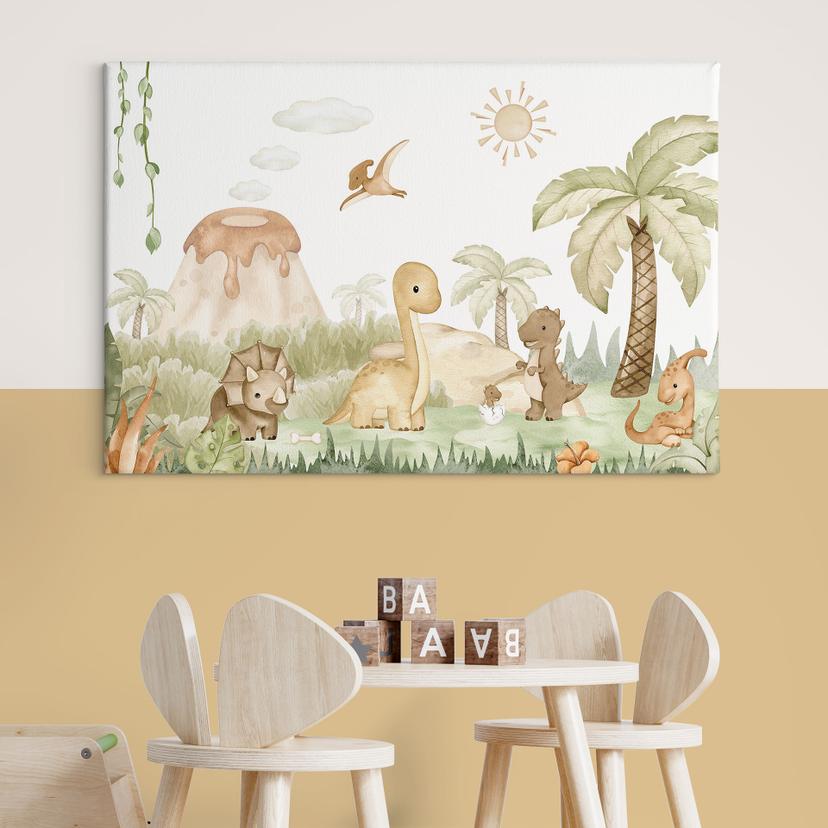 Canvas Kleine dinosaurussen op een grote ontdekkingsreis - Oliver Robins