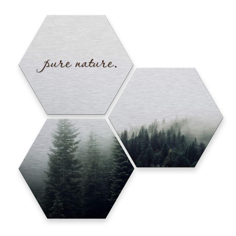 Hexagon alu-dibond zilver effect - Pure Nature