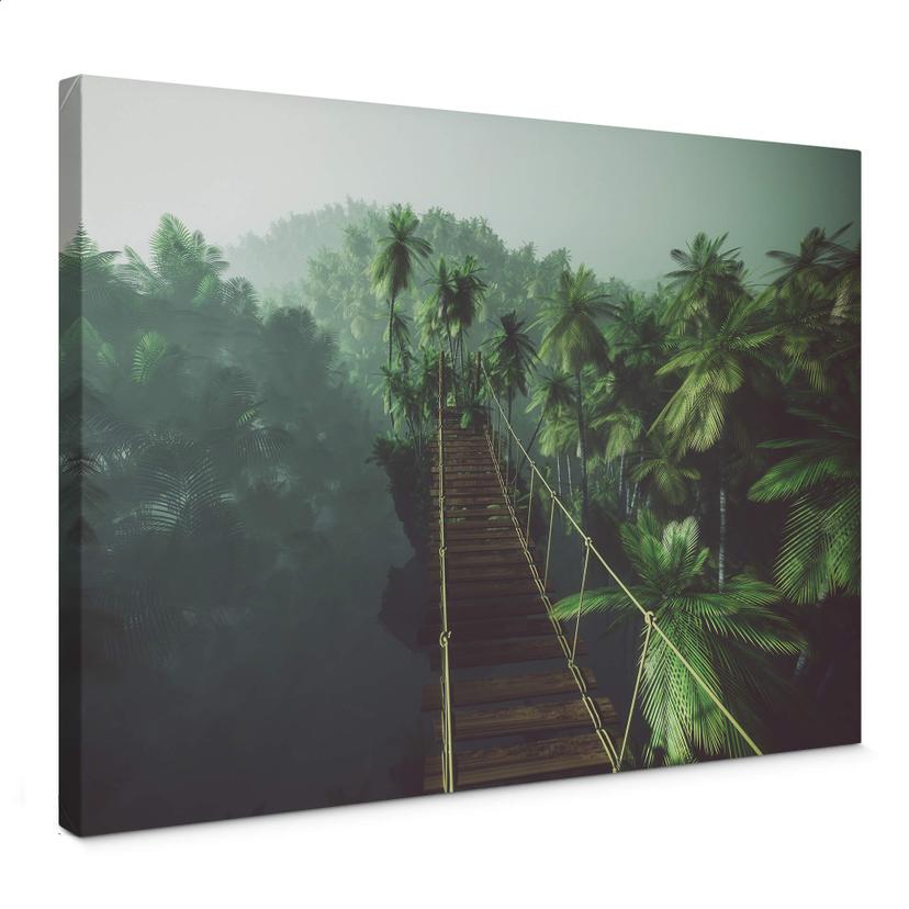 Tableau sur toile - Pont suspendu dans la jungle