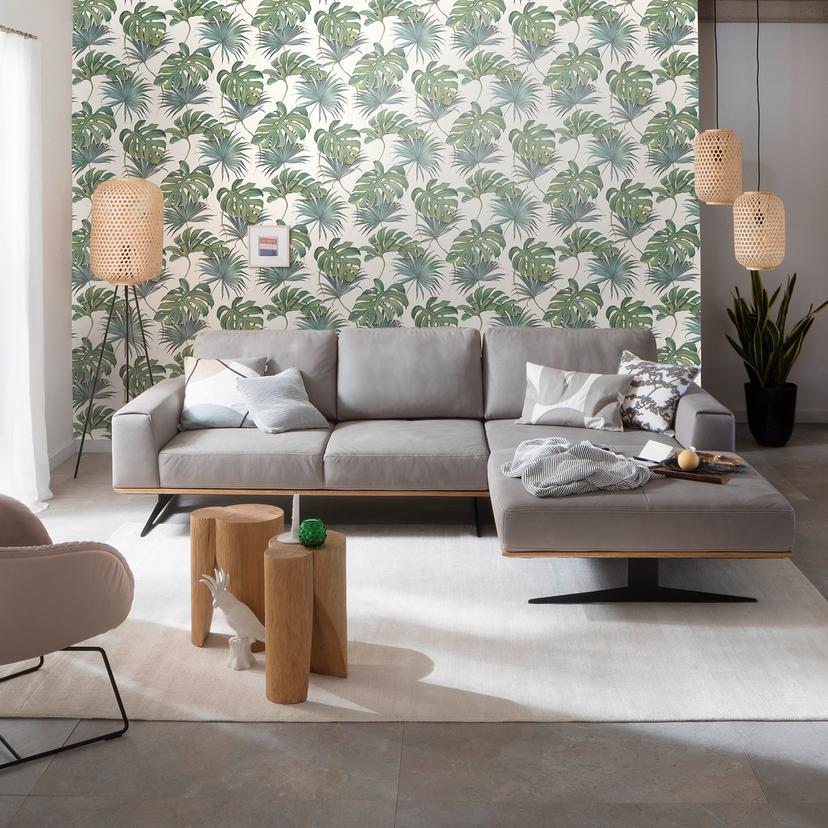 SCHÖNER-WOHNEN non-woven tapet, blomstertapet hvid, grøn