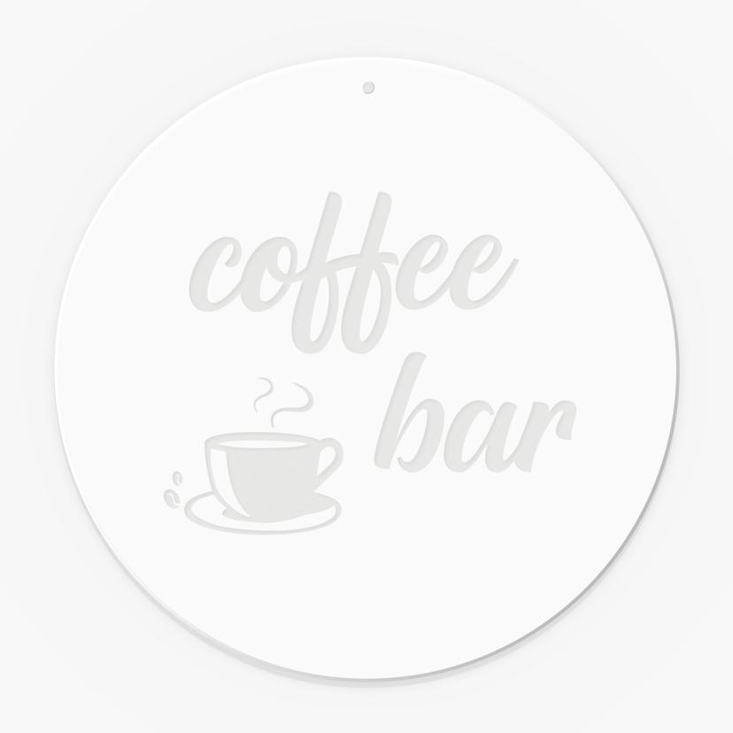 Quadro in acrilico, immagine per finestra da appendere Coffe Bar - rotondo