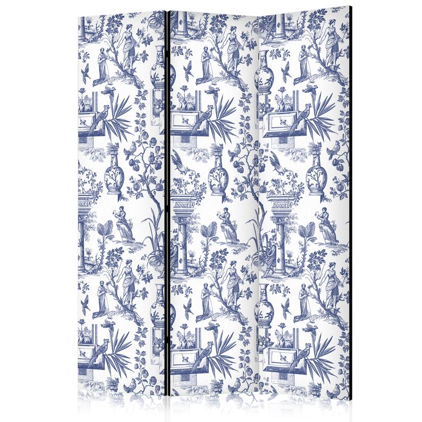 Paravent, Raumteiler freistehend, Trennwand - Rome and Botany - Blue Pattern with a Greek and Plant