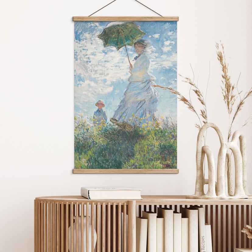 Obraz z tkaniny Monet - Kobieta z parasolem - Madame Monet i jej syn