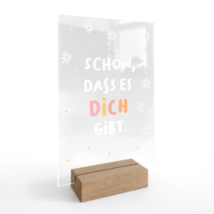 Tischaufsteller - Glaubenssatz 'Schön, dass es dich gibt' kindgerecht