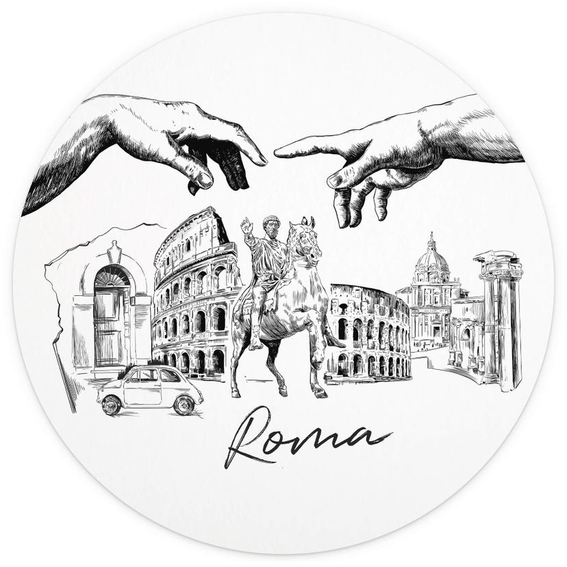 Fototapet Roma svartvitt - Rund - Love your City - non-woven tapet/självhäftande non-woven tapet