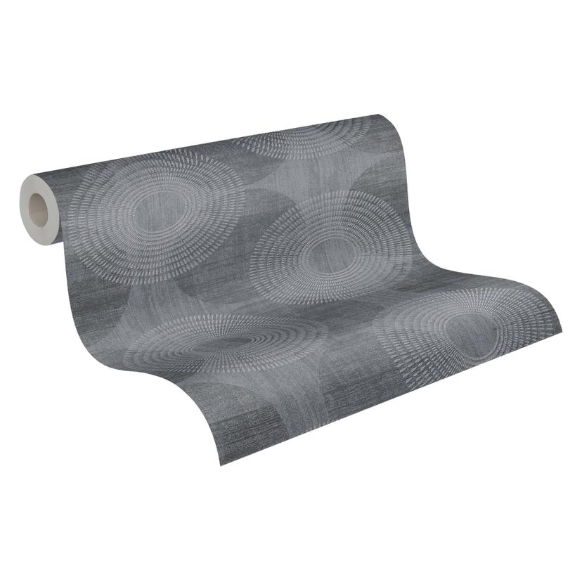 A.S. Création Attractive Papier peint intissé avec des cercles/ronds - noir