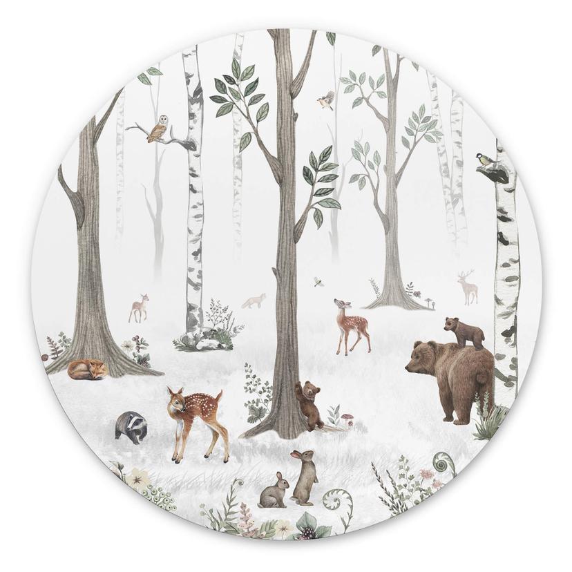 Tableau sur alu-Dibond rond Kikki Belle - Beauté de la forêt