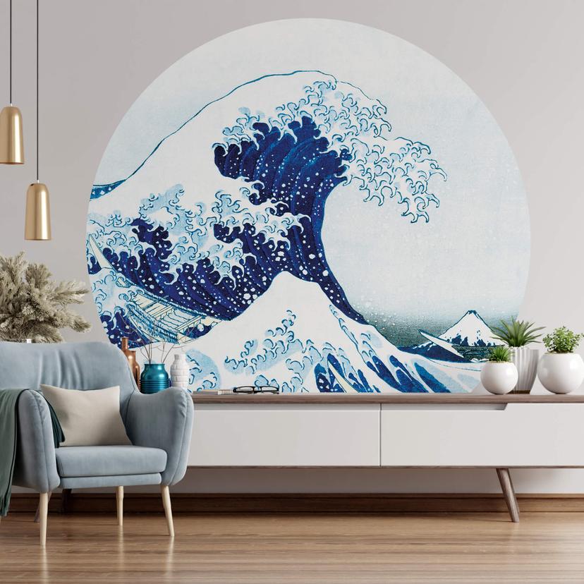 Fototapet - Rundt Hokusai - Den store bølge - vliesetapet/selvklæbende non-woven tapet